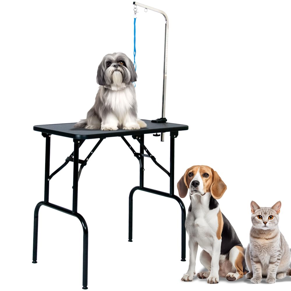 プチリュバンのトリミングテーブル Mサイズ 高さ75～78cm/アジャスター付/台面ブラック75×46cm/足ブラック/折畳機能 (BB75-78) 9,846円