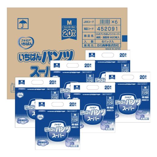 エルモアいちばん エルモア いちばん パンツ スーパー 病院・施設用 Mサイズ 20枚入×6