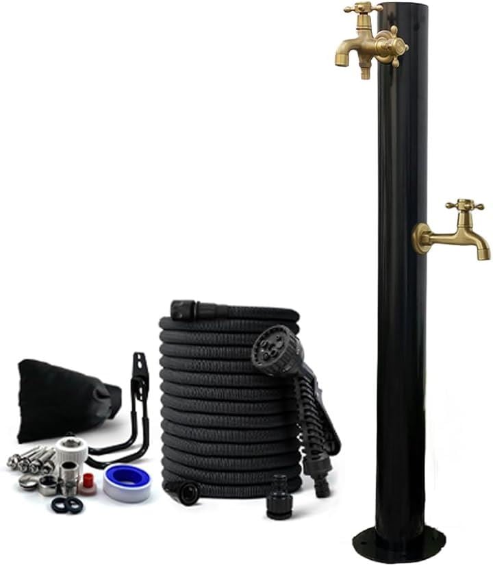 屋外水栓 立て水栓 蛇口付き ステンレス鋼 凍結防止 屋外用 水栓柱 屋外での水栓設置 円形立水栓(円形立水栓（蛇口：上G+下F）)