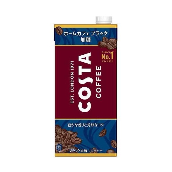 【2ケース】コスタコーヒー ホームカフェ ブラック 加糖 紙パック 1000ml(6本入*2)