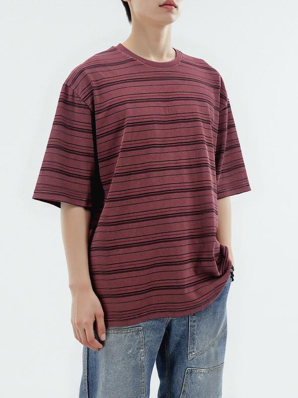 ピグメントダンガリーTシャツ(ストライプ半袖)