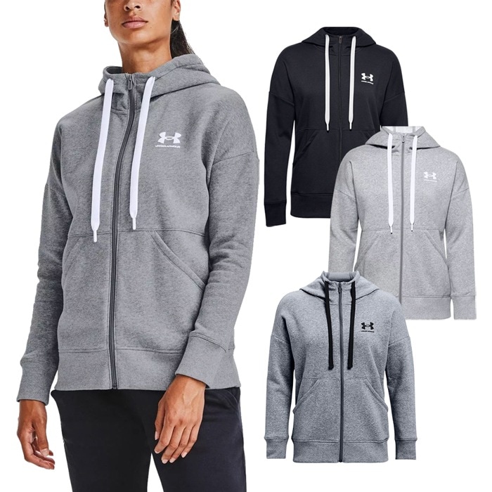 レディース ウィメンズ 裏起毛 パーカー UA ライバルフリース 大きいサイズ ブラック グレー 1356400