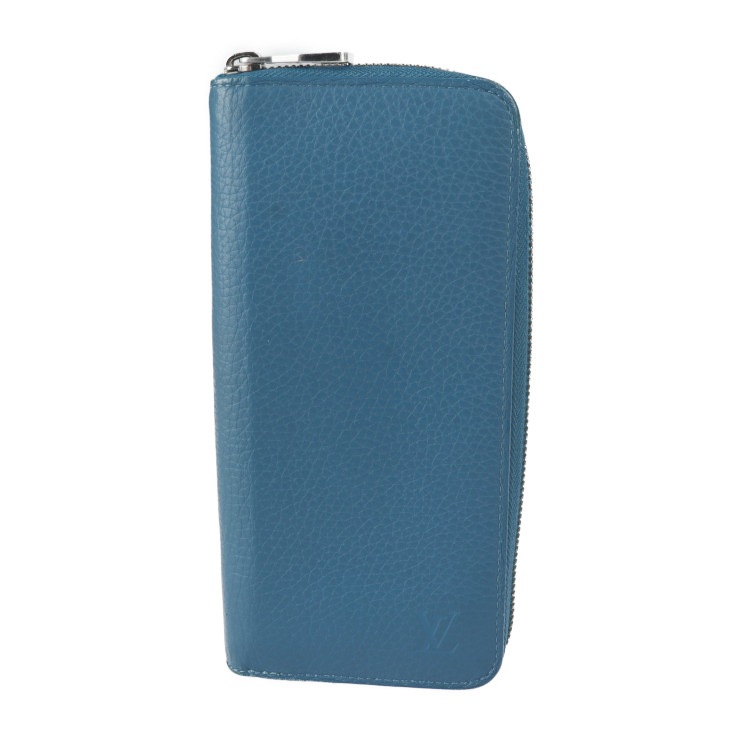 ジッピーウォレット ヴェルティカル 長財布 M58411 トリヨンレザー ブルー シルバー金具 ラウンドファスナー ビトン【本物保証】