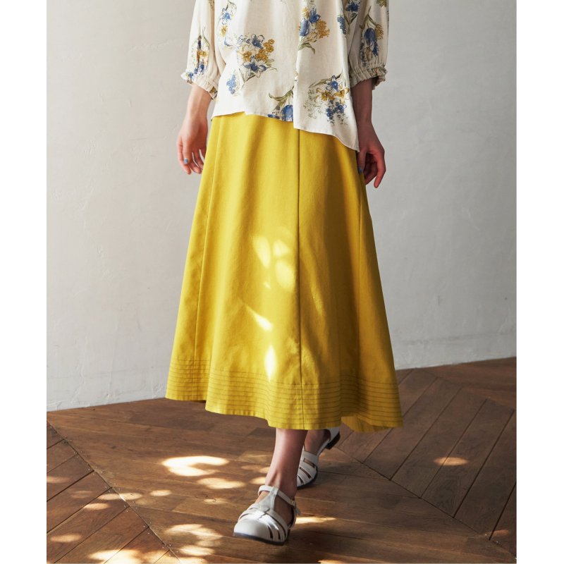 リネン混配色ステッチスカート 4,940円