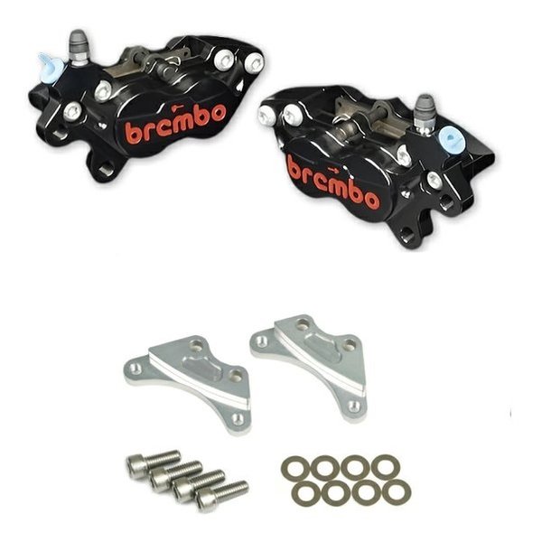 WORKS QUALITY brembo40ミリキャリパーサポート・キャリパーセット 左右/黒/赤ロゴ WQ28-15001SV