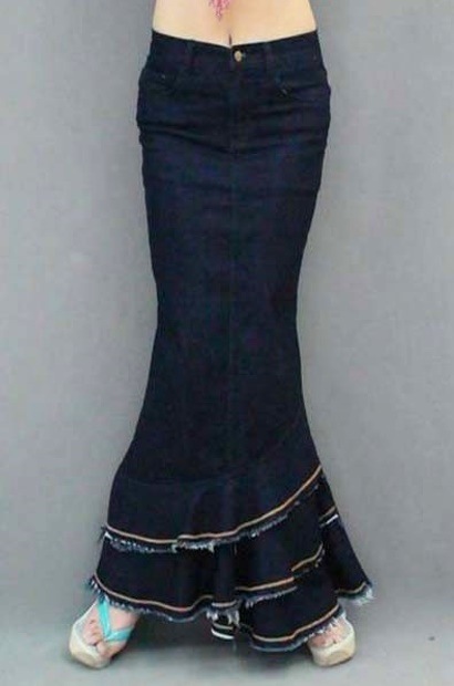 3278.デニムマーメイドカジュアルボトムス(ネイビー) 2019春夏 sale マキシ丈 大人カジュアル ロング丈 マーメイド お出かけ お呼ばれ 女子会 普段使い