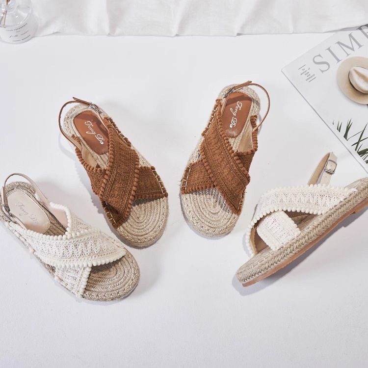 サンダル ローヒール フラット ツイストデザイン レース 大人可愛い シンプル カジュアル 大人上品 オシャレ お出かけ 旅行 オープントゥ 春夏 20代 30代 40代 女性用