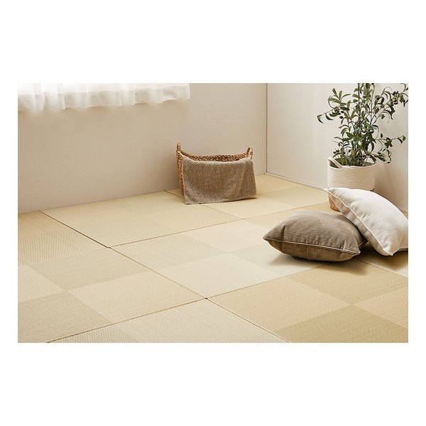 い草風置き畳 市松模様 水拭き可 約65×65×2.5cm 12枚入 グリーン 159055565