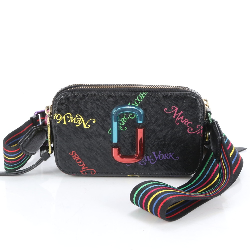 極美品 スナップショット M0015091 レザー×コーティングキャンバス ショルダーバッグ 斜め掛け ハンド トート ブラック 黒 レディース RUM CL11-7 中古