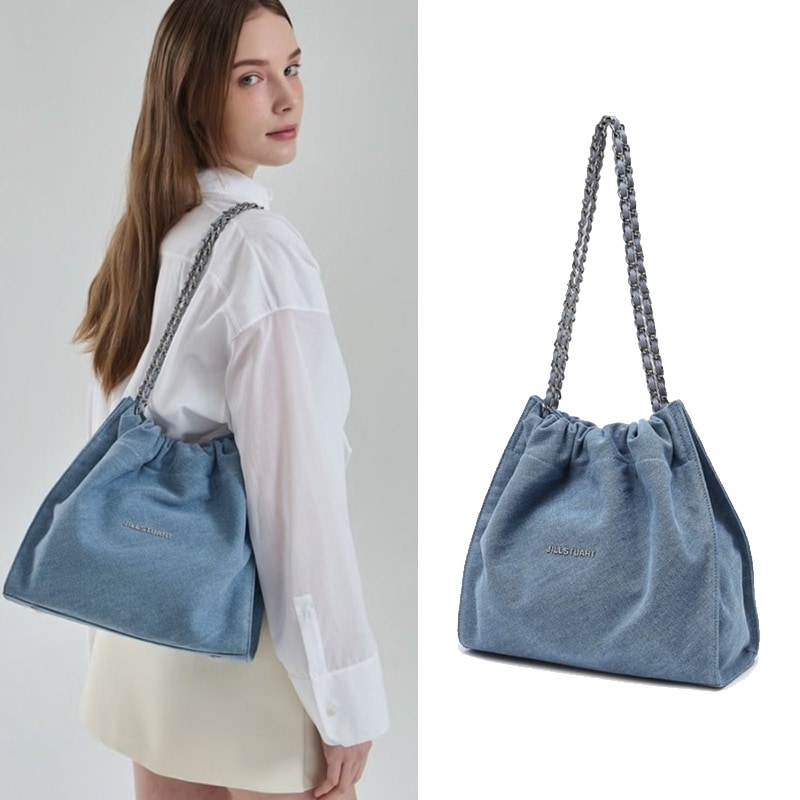 DENIM DRAWSTRING CHAIN SHOULDER M / JABA4F168B2