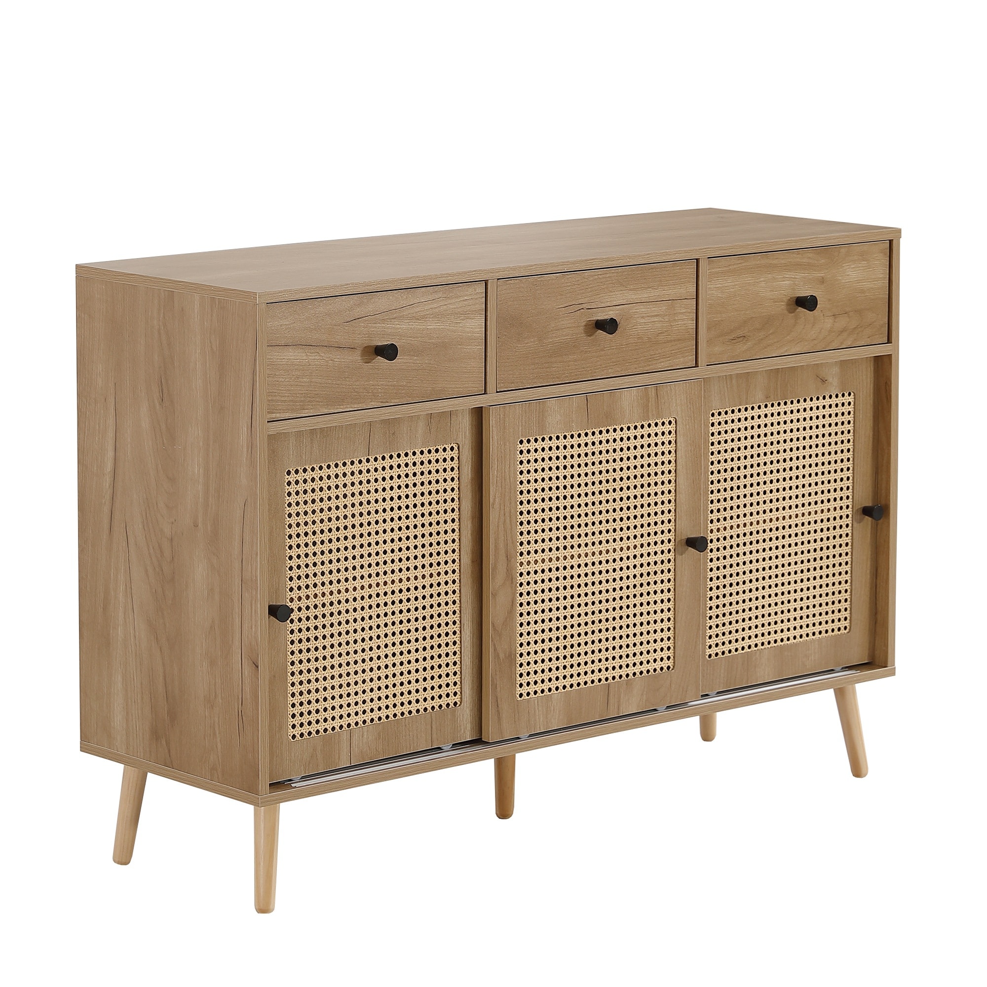 【国内即発送】キャビネット サイドボード チェストラタン調 ラタン風 引き出し付き 大容量 収納棚 リビング 収納 ローボード 収納チェスト2段 サイドボード 扉付き リビングボード 洋服 タンス 収