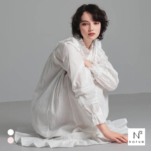 ナルエー NARUE パジャマ 50/ダブルガーゼクラシカルナイトドレス ワンピース ドレス 綿10