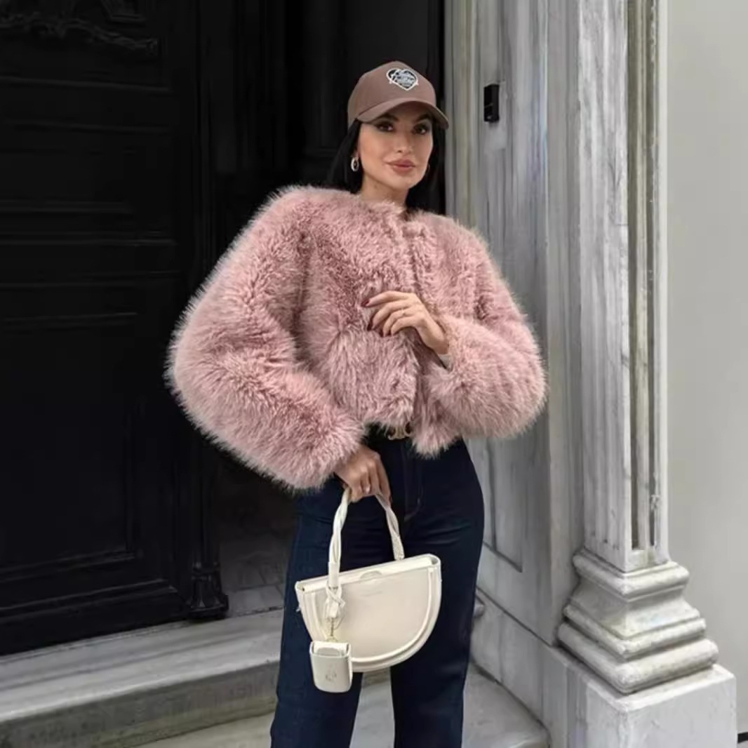 毛皮秋冬フォックスファージャケット女性社交家スタイル3色の気質ショート人工毛皮ジャケット