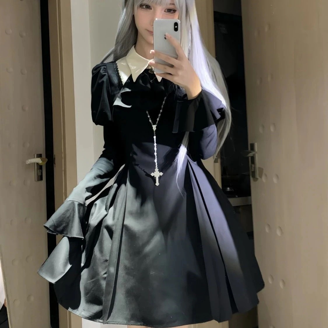 ロリータ 二次元 メイド服 ロリータ ゴシック風 高級ロリータウエストダーク系ワンピース学院祭用 二次元服 ロリスーツ コスプレ 韓国ファッション