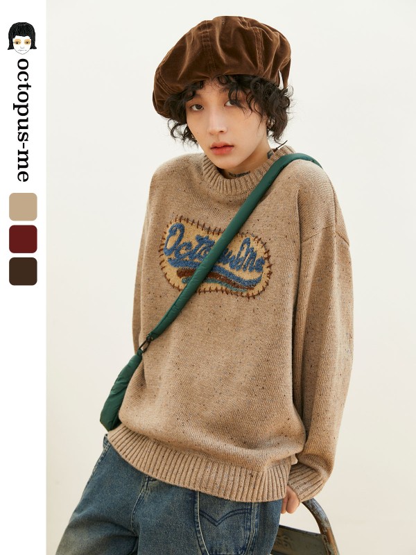 octopus home アメリカンレトロ レイジーニットセーター レディース 秋冬 赤 小さいサイズ インナートップ