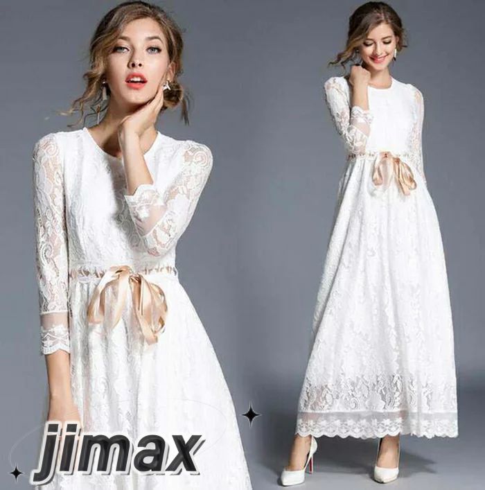 パーティードレス 結婚式 20代 30代 レース パーティドレス 刺繍 ウェディングドレス ウエディング ドレス 二次会 花嫁 ブライズメイド ロングドレス ミモレ丈 袖 結婚式 入学式 演奏会用 お