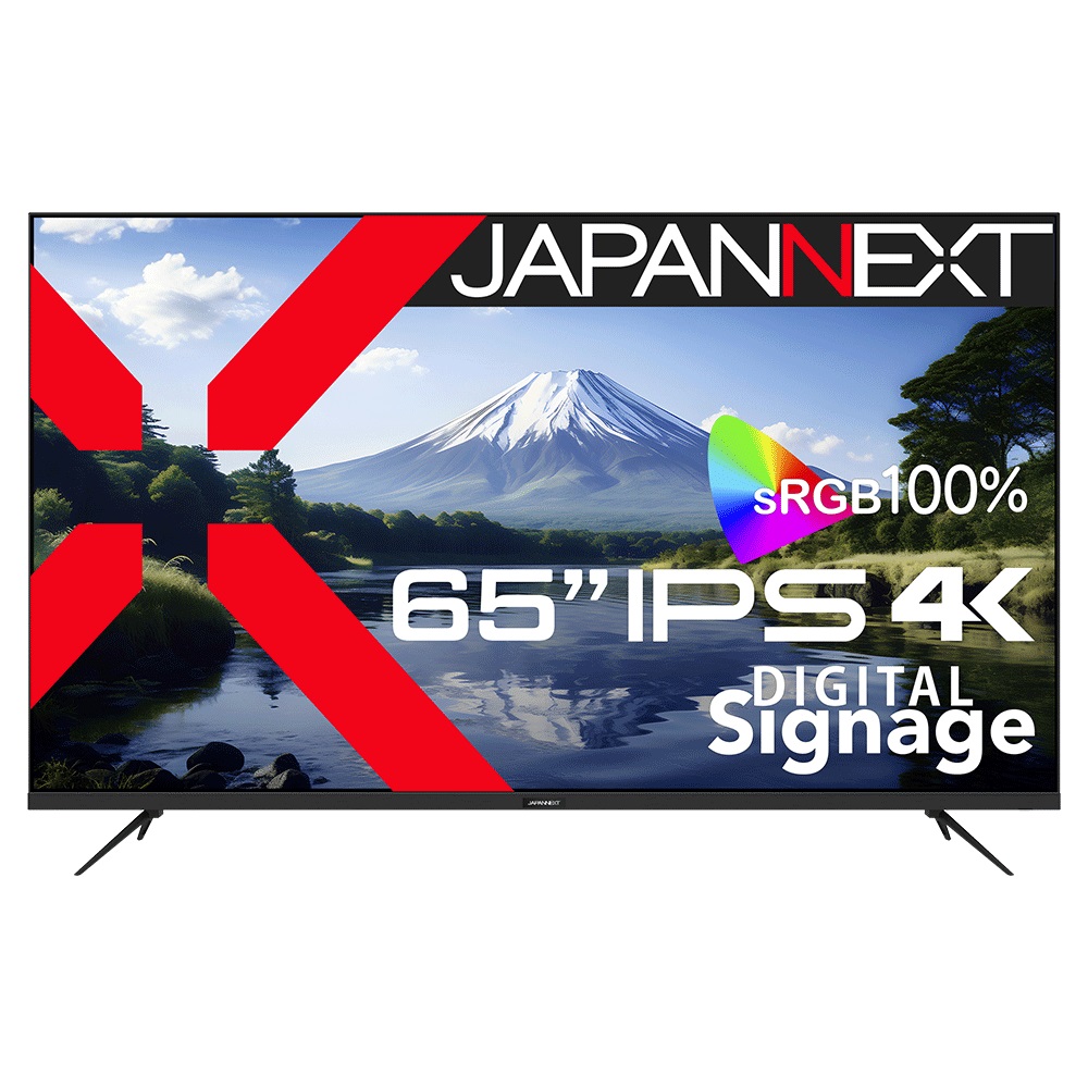 JAPANNEXTジャパンネクスト サイネージ液晶ディスプレイ(65型/IPS/4K UHD 3840×2160/60Hz/8ms/HDR400/HDMI2.0/コンポーネント・コンポジット/VES