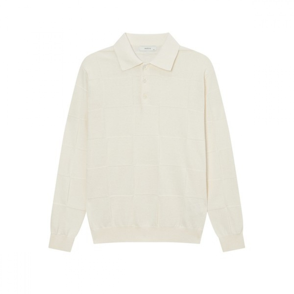 (ヘッジズ) 24SS クリームウィーブパターンコットンブレンドニット WHSW4A564CR