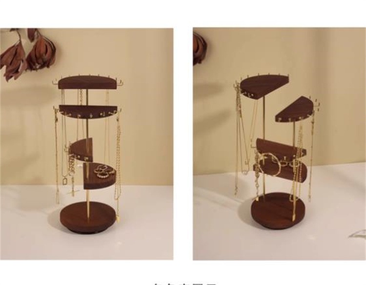 早い者勝ち 大容量 家庭用 デザインセンス アクセサリー展示棚 多機能回転棚 大人気 胡桃 回転可能 ネックレス収納棚 ブレスレット 指輪収納棚