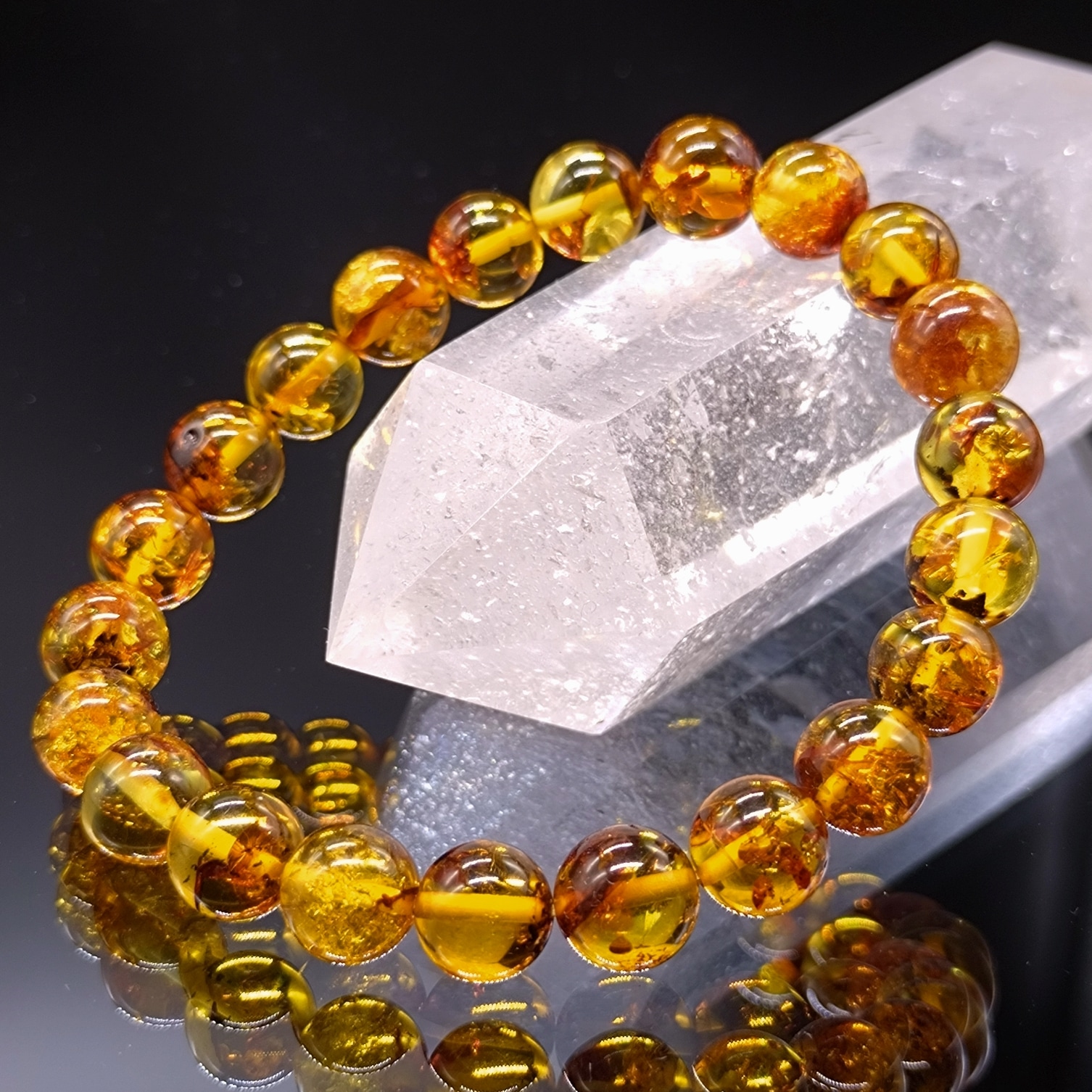 アンバー 琥珀 8mm ブレスレット パワーストーン 天然石