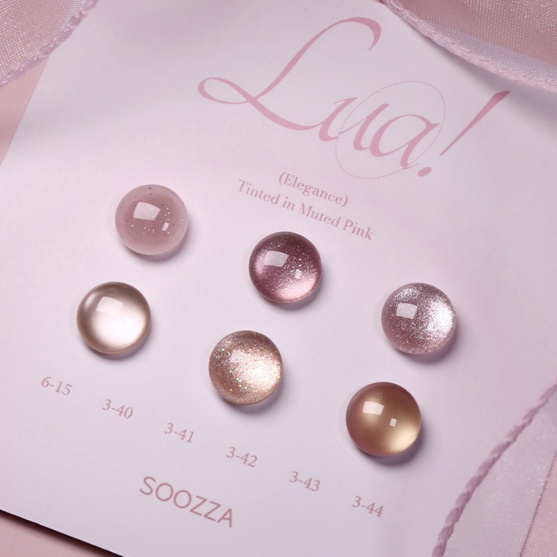 [SOOZZA] LUA グリッター マグネットジェル [6色セット] Elegance, Tinted in Muted Pink