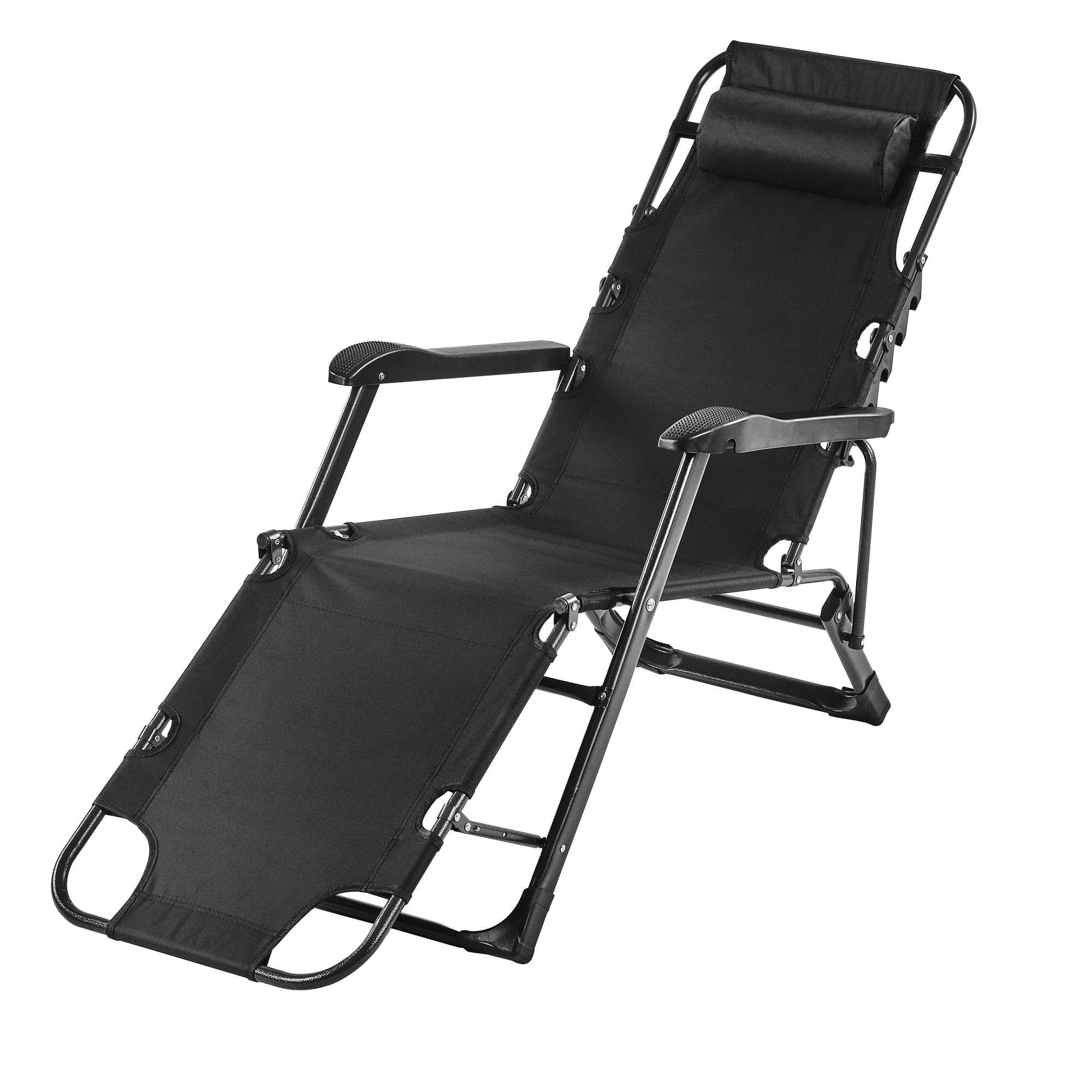 VECELO アウトドア チェア リクライニングチェア キャンプ椅子 折りたたみ 角度調整可 インフィニティチェア 枕つき 幅178*奥行き60*高さ92CM 一人掛け 組立不要 頑丈 携帯便利 アウ
