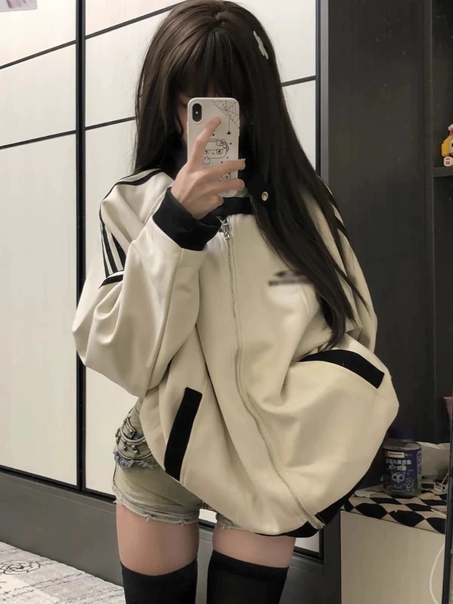 秋冬 韓国 かわいい レディース ハイネック スタンドネック アウター ブルゾン お出かけ 長袖セクシーシルエットトップスサイド冬カジュアルファッション系サイズお出かけフル丈トラック