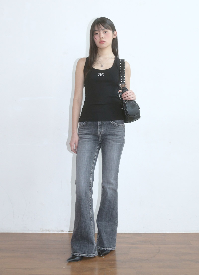 【AS"ON】 LOE BOOTCUT PANTS / WASHED BLACK 正規品