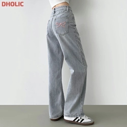 リボン刺繍バックポケットデニムパンツ