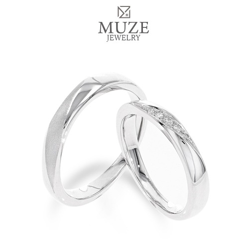 ダイヤモンド ペアリング ダイヤ 結婚指輪 MUZE JEWELRY マリッジリング 指輪 シルバー925プラチナ仕上げ カップル リング ペア プラチナ仕上げ SV925 プロポーズ サプライズ