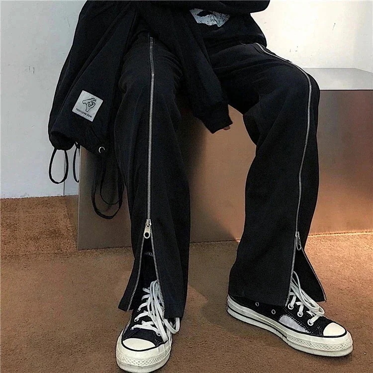 [現品/新品]カーゴパンツ ジッパー レディースボトムス カーゴパンツ スポーティ ヒップホップ ダンス 衣装 韓国ファッション ストリート風 個性的 服 系 男女兼用