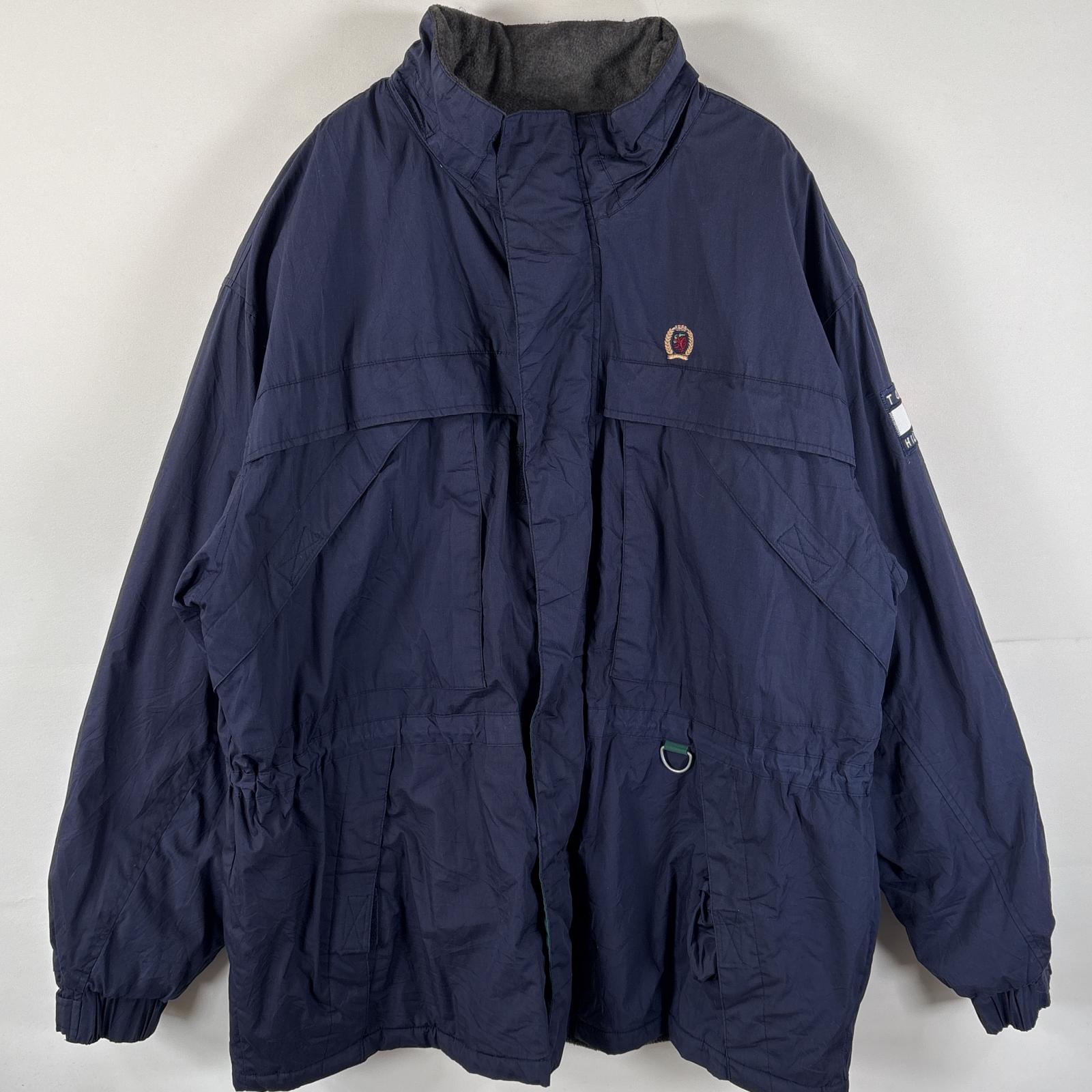 古着 90s/90年代 ナイロンジャケット フリースライナー 大きいサイズ フード付 XXL ネイビー メンズ 7,700円
