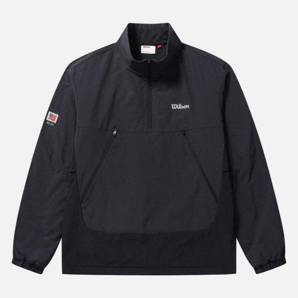 長袖Tシャツ LQC W243001GJA92-BLK オクタ裏地ウーブンハーフジップ