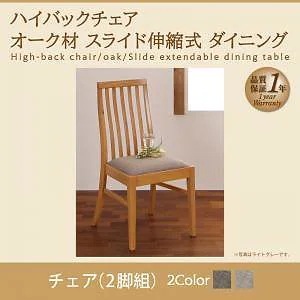 [組立設置付]スライド伸縮式ダイニングシリーズ [ライブラ] ダイニングチェアのみ 2脚組 単品販売 ライトグレー