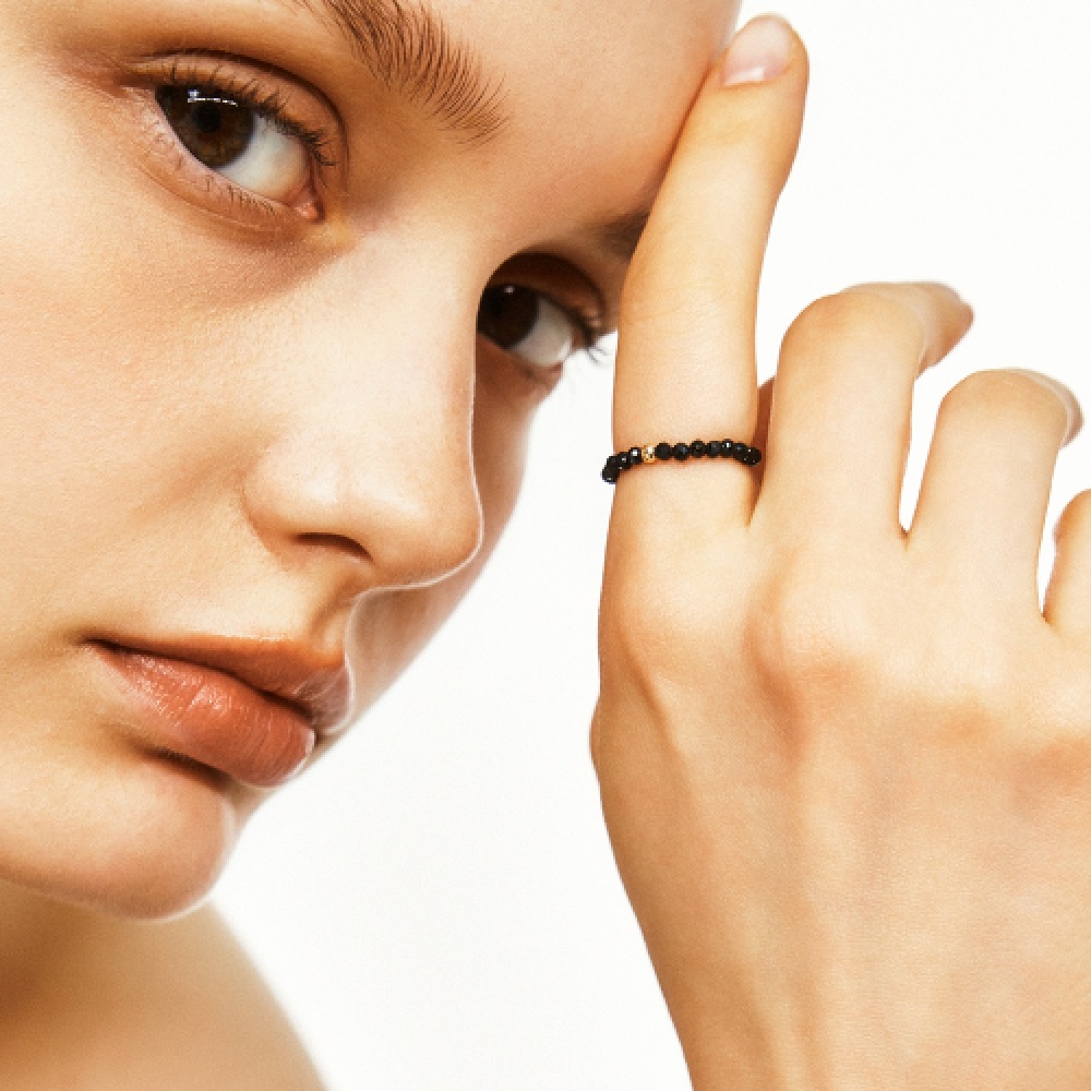 LUNNE 14k ブラックスピネルゴールドボールリング 14K ゴールド #LFR05