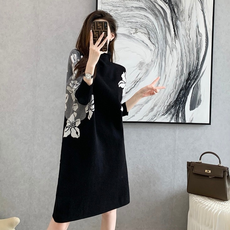 レディース ワンピース ニットワンピ 膝丈 膝上 長袖 ハイネック フレア Aライン かわいい 大人可愛い 上品 おしゃれ かっこいい レトロ こなれ感 ガーリー エレガント モダン 存在感 抜け感 5,724円