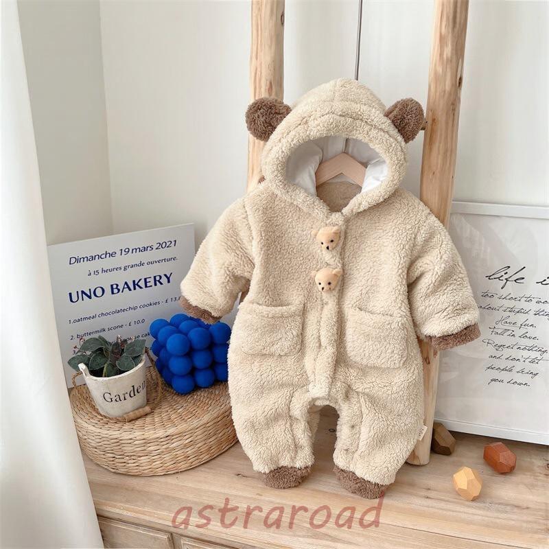 大人気！ ロンパース 冬 ベビー服 ボア 中 ふわふわ 女の子 男の子 赤ちゃん 可愛い フード付き カバーオール 暖かい 保育園 お出掛け 冬服 出産祝い 孫 プレゼント