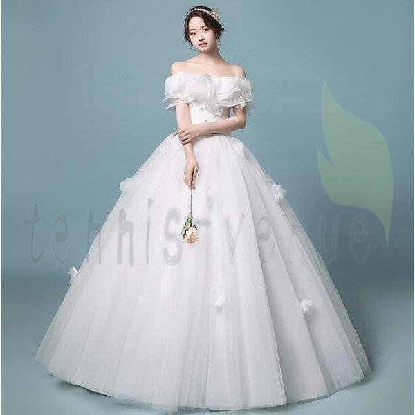 ウエディングドレス ロング 白 超豪華 お呼ばれ 袖あり 肩隠し袖隠し 上品着痩せ 結婚式 二次会 演奏会 花嫁 披露宴 撮影 編み上げ式人気 5,491円