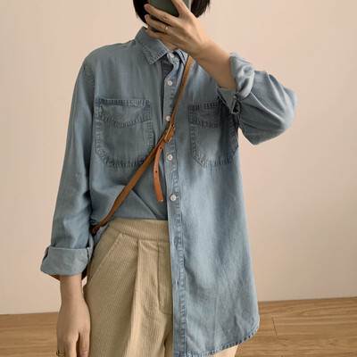 トップス デニム シャツ 薄手 長袖 ゆったり レディース 前開き きれいめ 定番 王道 個性的30%までに制限