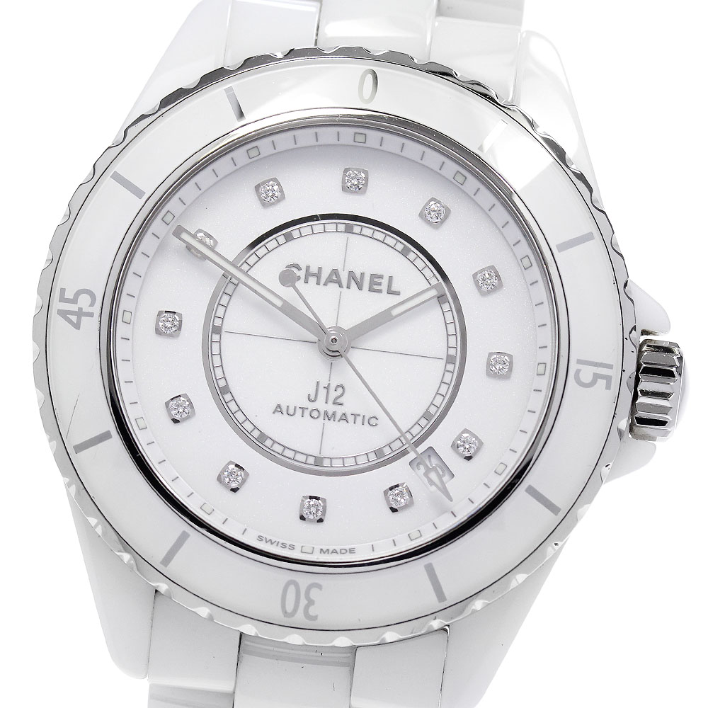 シャネル CHANEL H5705 J12 白セラミック 38MM 12Pダイヤ キャリバー12.1 自動巻き メンズ _839150【中古】