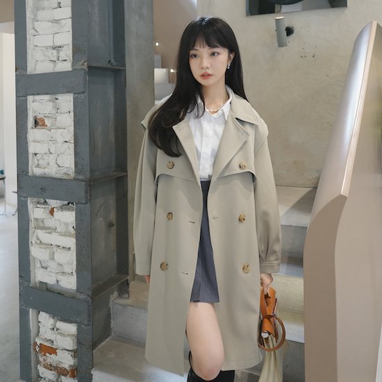 【取寄：納期2週間】ダブルブレストコート レディース アウター ジャケット コート ダブルボタン テーラード 長袖 韓国風 おしゃれ 春秋 デート エレガント シック ダブルブレストコート レディース 7,208円