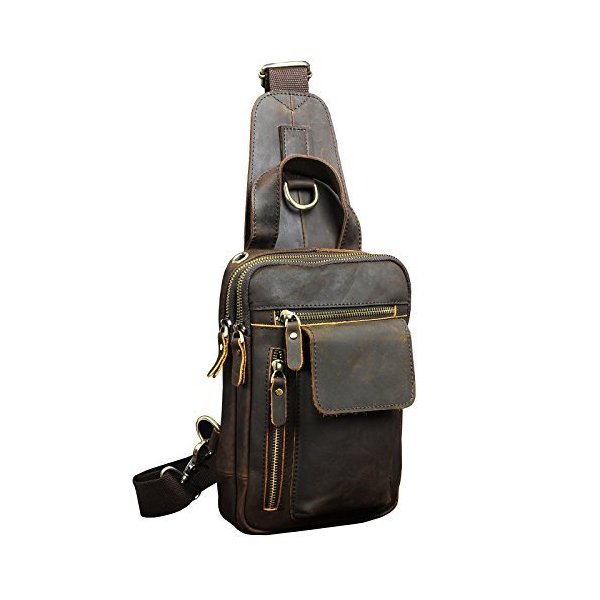 Le aokuu Men Outdoor Casual Travel Cycling Tea Crossbody Chest Sling Bag Rig One Shoulder Strap Bag