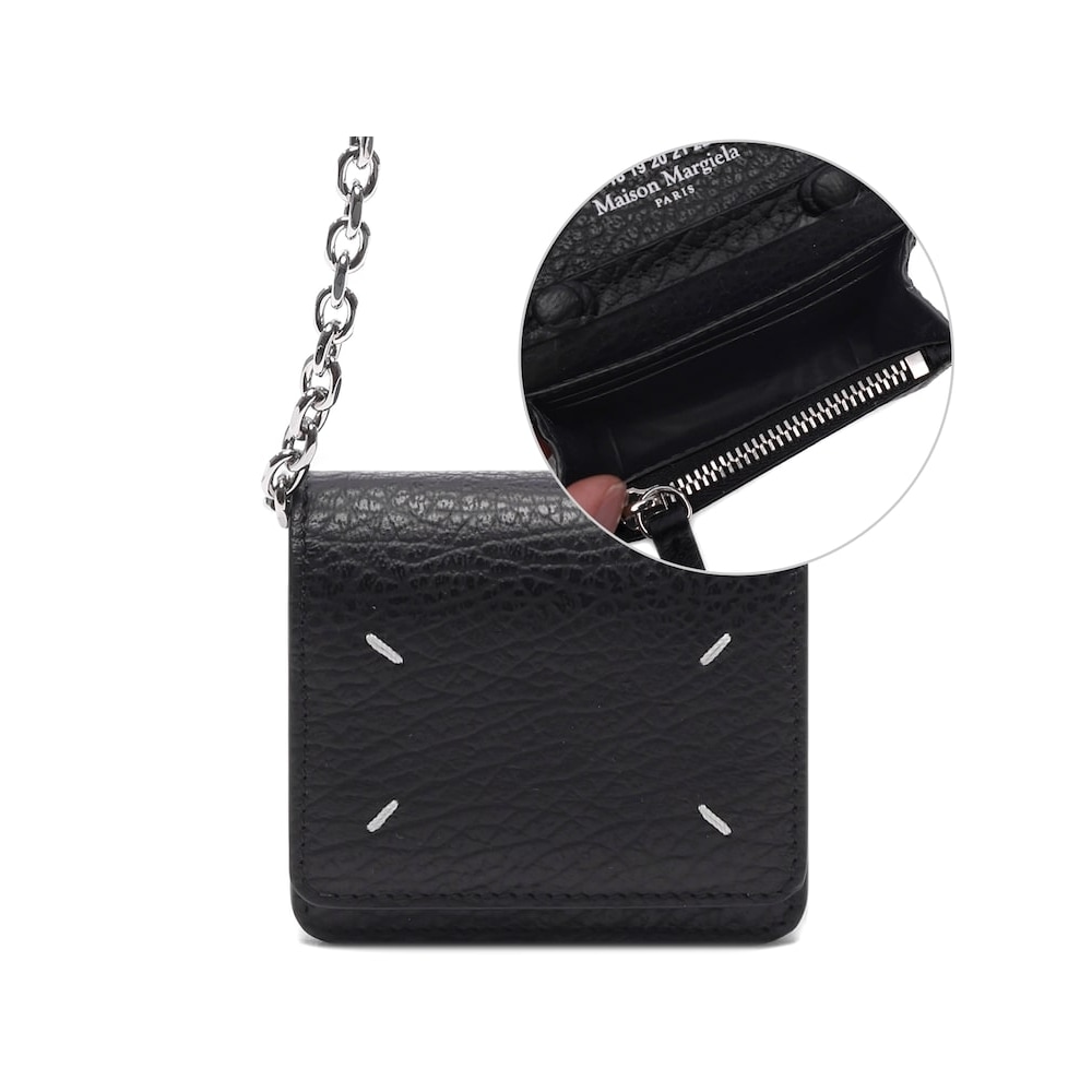 メゾンマルジェラ [メゾンマルジェラ] 23FW 女性用ステッチチェーンカードウォレット (SA3UI0009 P4455 T8013 23F) PVOSA3UI0009P4455T80103