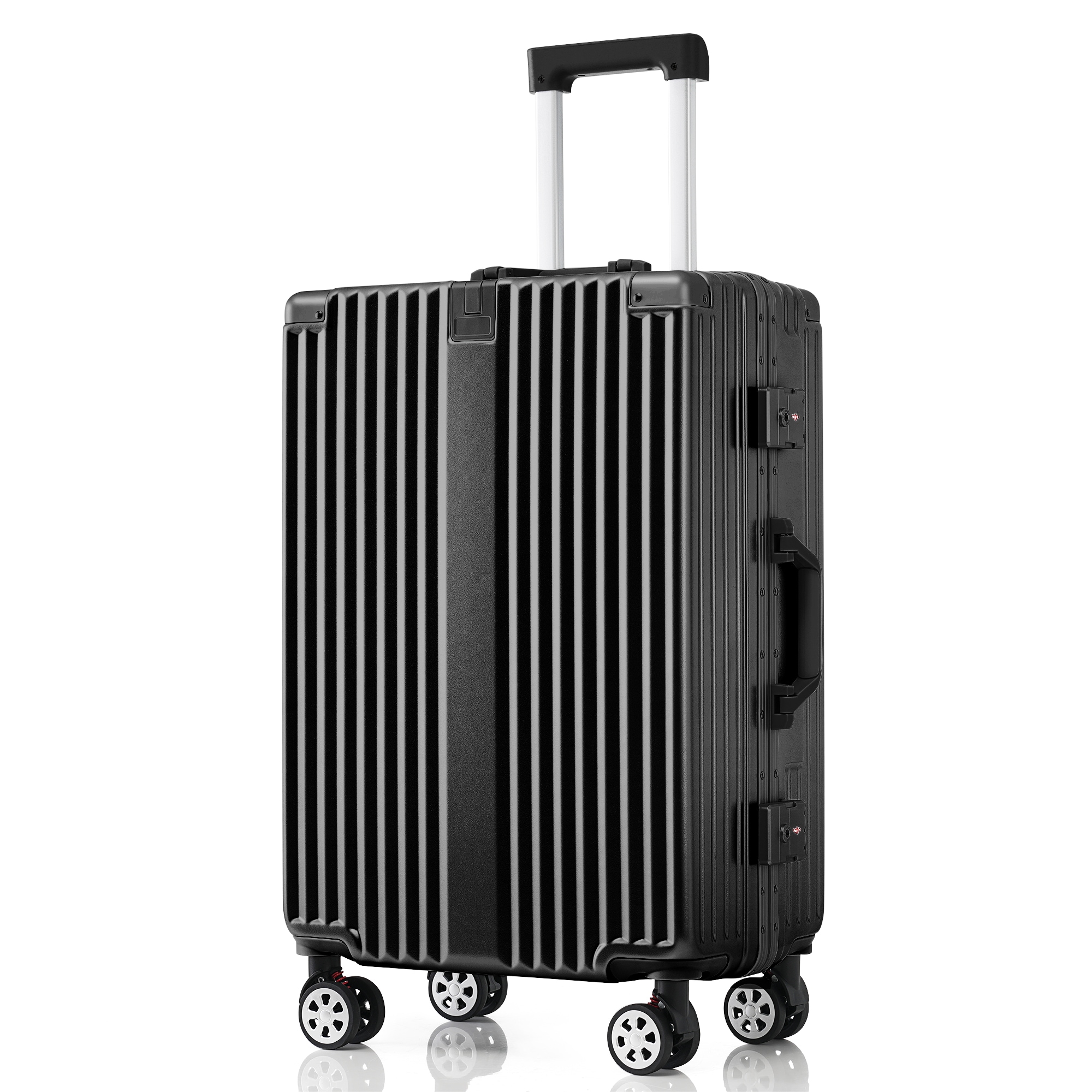 スーツケース Lサイズ フレームタイプ アルミ USBポート付き カップホルダー フック式底足 ストッパー付き キャリーケース キャリーバッグ 軽量 おしゃれ 静音 海外 高級感 TSAロック 大型