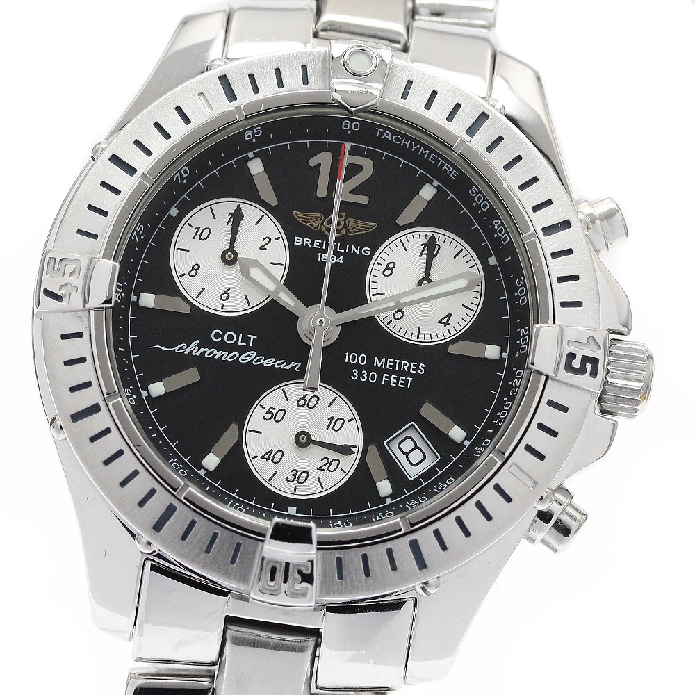 ブライトリング BREITLING A53050 コルト クロノオーシャン デイト クォーツ メンズ 保証書付き_891730【中古】
