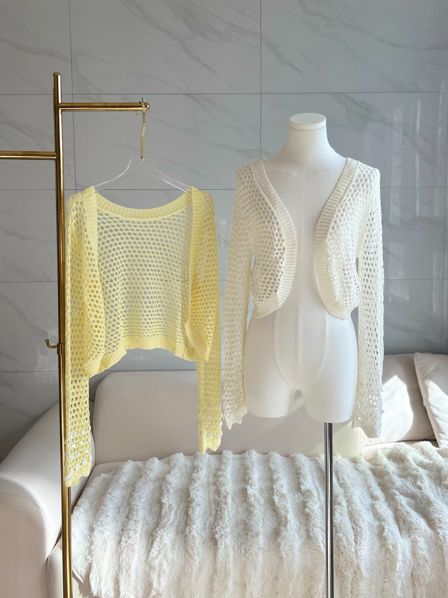 (2color) ストレッチパンチングサマーカーディガン