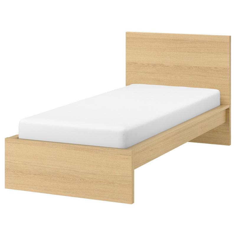 MALM マルム ベッドフレーム - ホワイトステインオーク材突き板 90x200cm(なし)