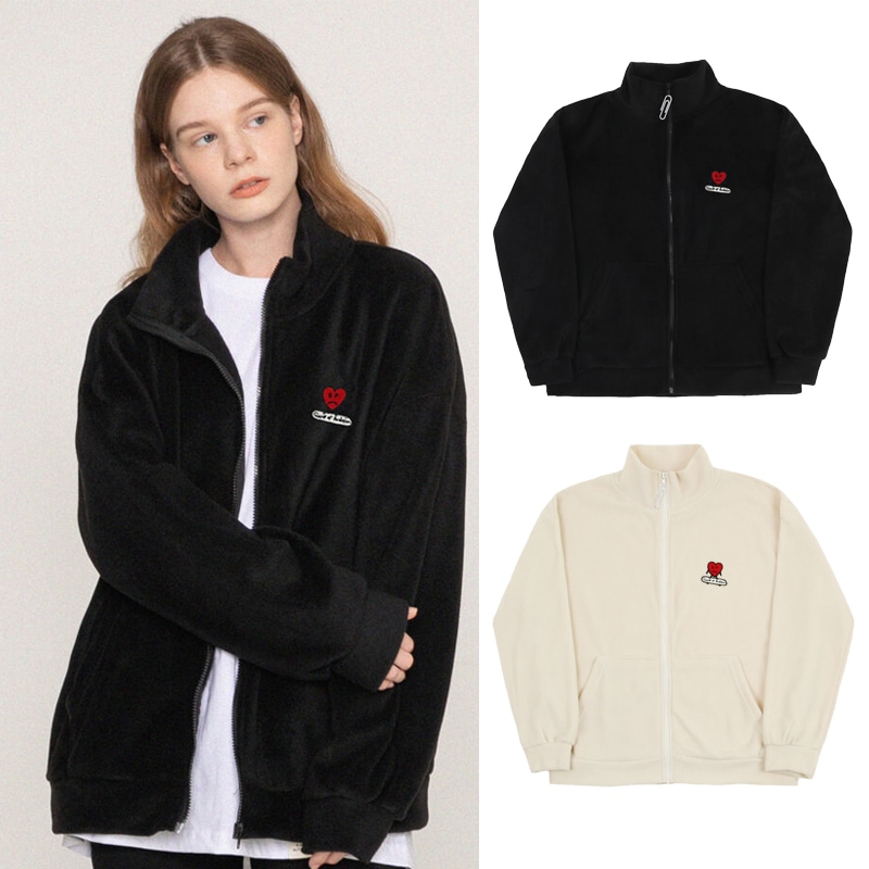 [UNISEX]Heartboard embroidery fleece zip-up jacket_2color