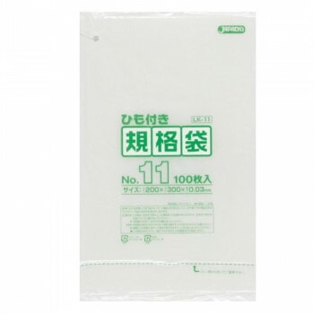 ジャパックス LD規格袋 厚み0.030mm No.11 ひも付き 透明 100枚x10冊x6箱 LK11