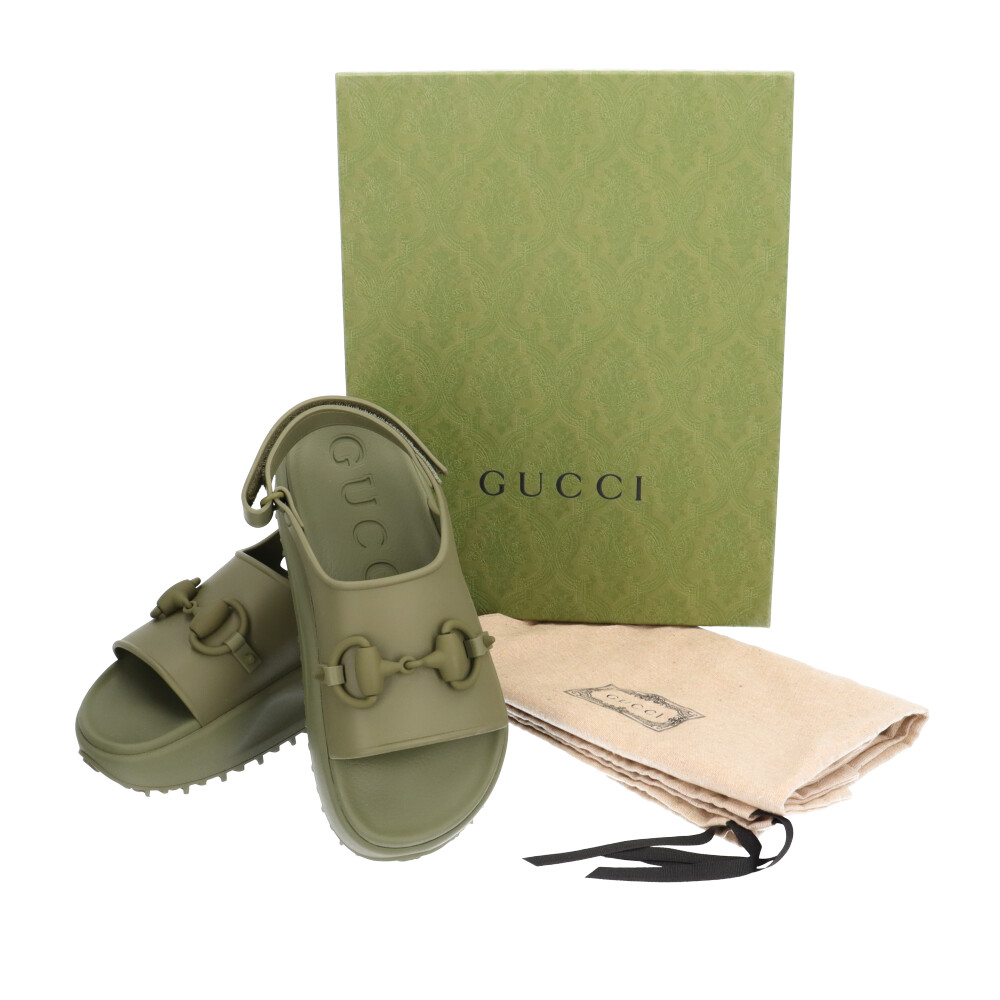 グッチ フラットフォームラバーサンダル ホースビット サンダル ラバー 747752 GUCCI 中古 美品